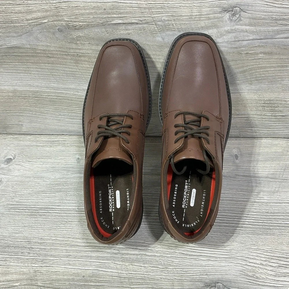 Rockport Dress Shoes Mens 10M Style Leader 2 Oxford Brown Leather Apron BX2059